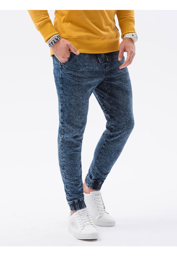 Ombre Clothing - Spodnie męskie jeansowe joggery - niebieskie V1 P1027 - M. Kolor: niebieski. Materiał: jeans. Styl: klasyczny