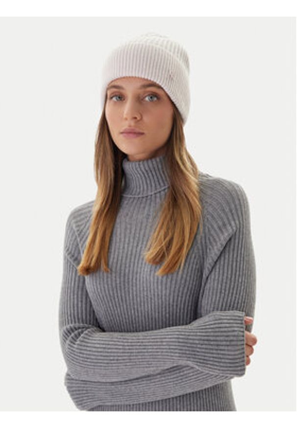 Calvin Klein Czapka Ck Metal Wool Beanie LV04D8032G Écru. Materiał: wełna