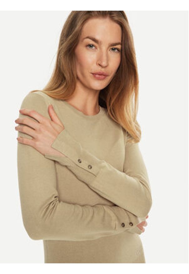 Guess Sweter W2YR30 Z2V62 Beżowy Regular Fit. Kolor: beżowy. Materiał: wiskoza