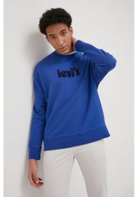 Levi's® - Levi's bluza bawełniana męska z aplikacją. Okazja: na spotkanie biznesowe. Kolor: niebieski. Materiał: bawełna. Wzór: aplikacja. Styl: biznesowy