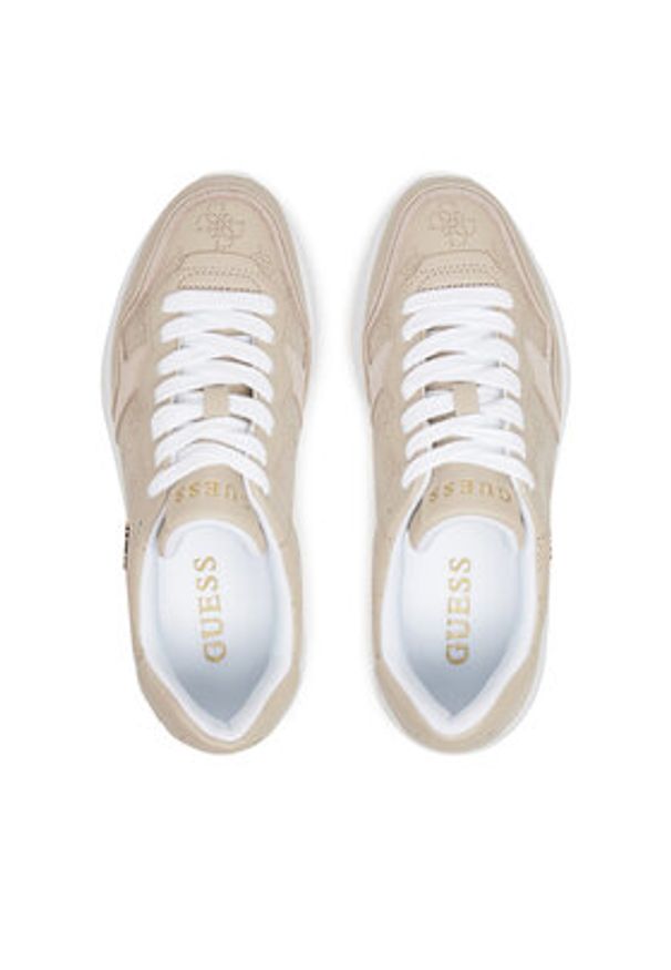 Guess Sneakersy FLPVI3 ELE12 Beżowy. Kolor: beżowy. Materiał: skóra