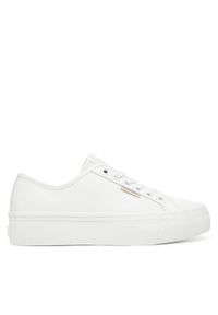 Calvin Klein Jeans Sneakersy Vulc Flatform Lth YW0YW01886 Biały. Kolor: biały. Materiał: skóra