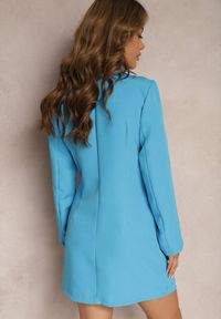 Renee - Jasnoniebieska Sukienka Semiche. Kolor: niebieski. Materiał: lakier. Typ sukienki: proste, kopertowe. Styl: wizytowy, elegancki. Długość: mini #3