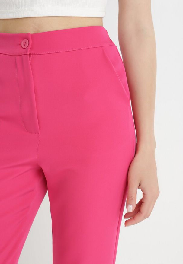 Born2be - Fuksjowe Spodnie Dzwony Amathotis. Stan: podwyższony. Kolor: różowy. Długość: długie