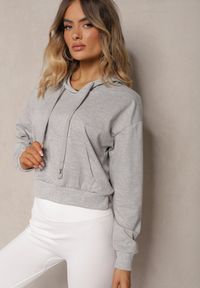 Renee - Jasnoszara Bluza z Kapturem i Bawełną Ozdobiona Ściągaczami Evianae. Okazja: na co dzień, na spacer. Typ kołnierza: kaptur. Kolor: szary. Materiał: bawełna. Długość rękawa: długi rękaw. Długość: długie. Wzór: aplikacja. Styl: casual #5