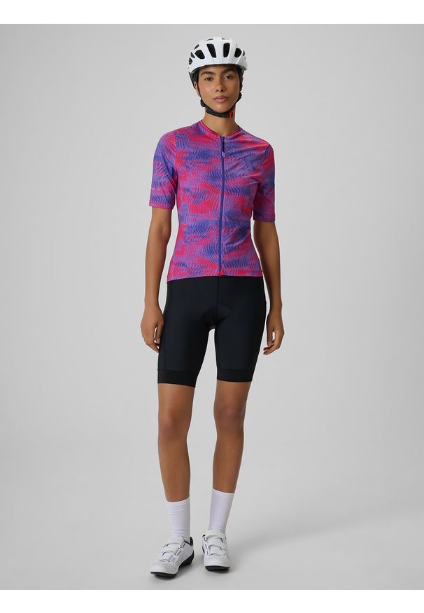 4f - 4F Koszulka kolarska damska - fioletowa L. Kolor: fioletowy. Materiał: dzianina, skóra, materiał. Długość: długie. Sport: kolarstwo