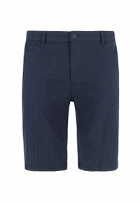 Volcano - Eleganckie spodenki męskie w prążek P-ELFS. Materiał: skóra, bawełna, materiał, elastan. Długość: krótkie. Wzór: prążki. Sezon: lato. Styl: elegancki