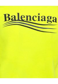 Balenciaga - BALENCIAGA - Neonowo-żółta bluza z kontrastowym logo. Kolor: żółty. Materiał: bawełna, prążkowany #2