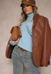 Renee - Niebieski Golf o Klasycznym Kroju Savelle. Okazja: na co dzień. Typ kołnierza: golf. Kolor: niebieski. Materiał: jeans. Długość rękawa: długi rękaw. Długość: długie. Styl: klasyczny #3