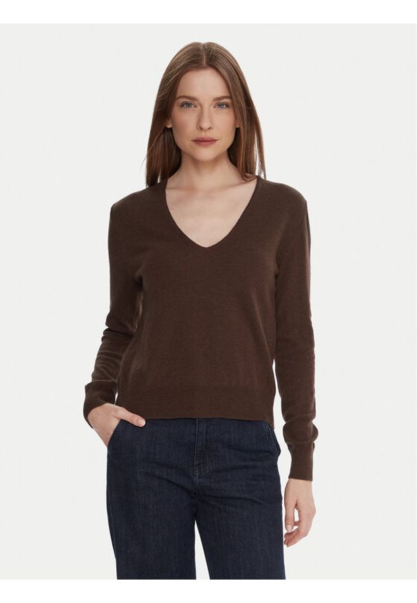 United Colors of Benetton - United Colors Of Benetton Sweter 1002D401Y Brązowy Regular Fit. Kolor: brązowy. Materiał: wełna