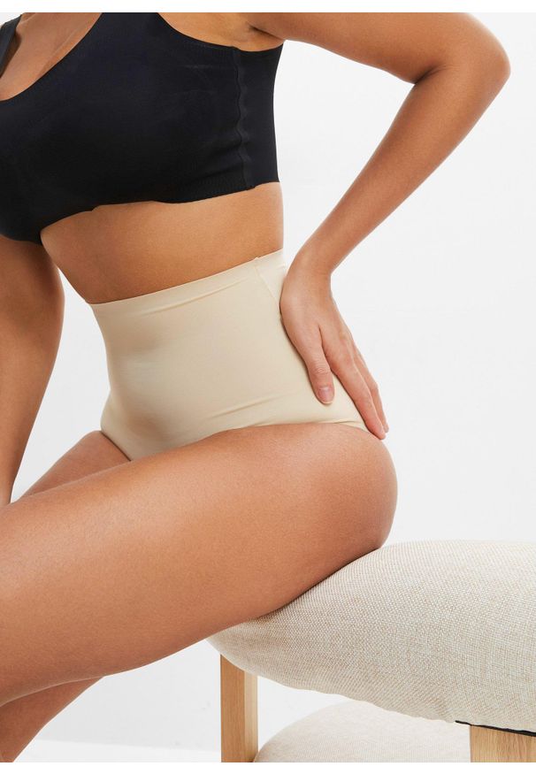 bonprix - Bezszwowe figi shape, lekki stopień modelowania sylwetki. Kolor: beżowy. Materiał: bawełna