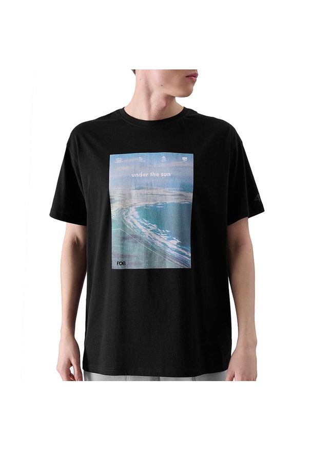 4f - Koszulka męska 4F RSS24TTSHM213220S - czarna. Kolor: czarny. Materiał: bawełna, tkanina, dresówka. Długość rękawa: krótki rękaw. Długość: krótkie