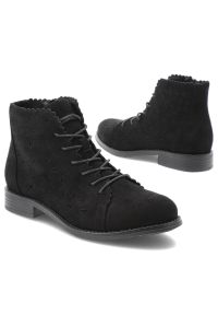 Czarne Botki S.Barski Modne Obuwie Damskie. Okazja: na co dzień. Zapięcie: sznurówki. Kolor: czarny. Materiał: materiał. Szerokość cholewki: normalna. Wzór: ażurowy, aplikacja. Styl: casual, elegancki, klasyczny #3