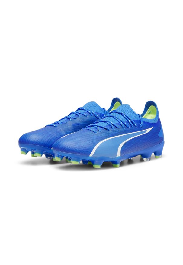 Buty piłkarskie męskie Puma Ultra Ultimate Fg Ag. Zapięcie: sznurówki. Kolor: biały, zielony, niebieski, wielokolorowy. Materiał: guma, syntetyk, tkanina, materiał. Szerokość cholewki: normalna. Sport: piłka nożna