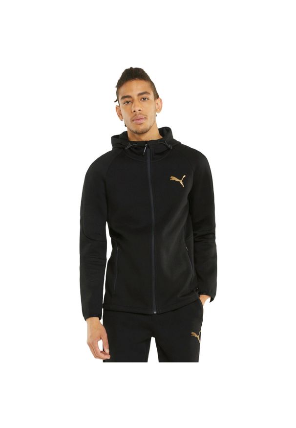 Bluza z kapturem Puma Evostripe Fz Hoodie, Mężczyźni. Typ kołnierza: kaptur. Kolor: czarny. Materiał: bawełna, materiał