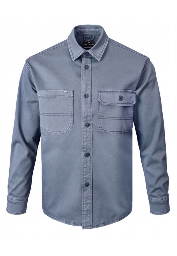 Lekka Kurtka o Kroju Koszuli Wierzchniej - Pako Jeans - Stalowa Niebieska. Kolor: niebieski. Materiał: tkanina, elastan, bawełna. Sezon: wiosna, jesień