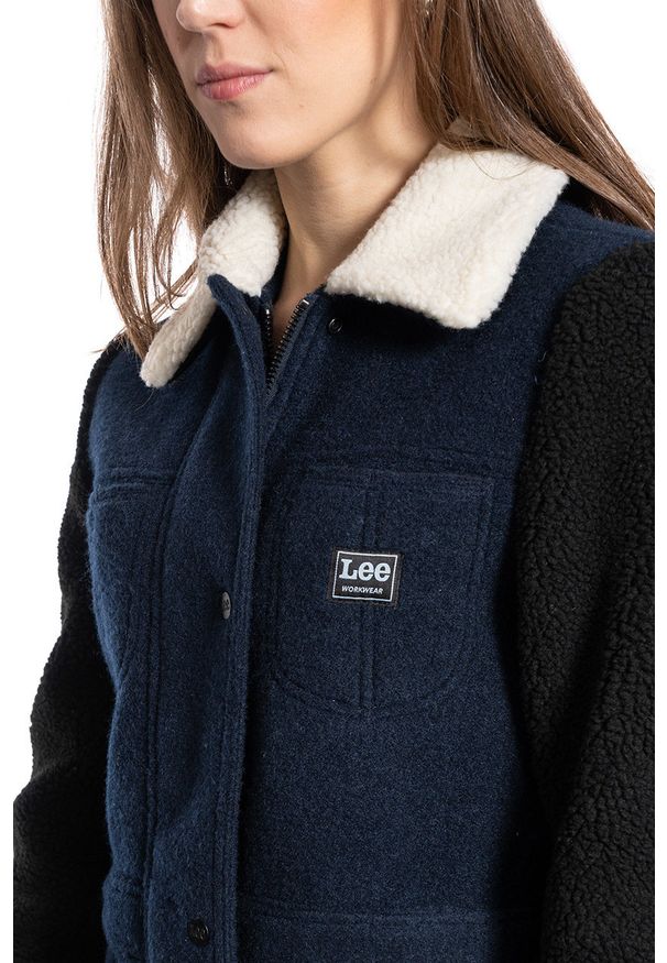 Lee - DAMSKA KURTKA PRZEJŚCIOWA LEE WOOL COAT REGULAR FIT SKY CAPTAIN L56GMZHY 112113051