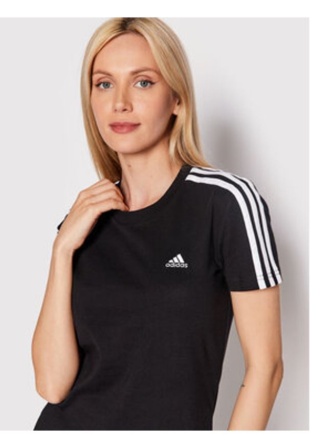 Adidas - adidas T-Shirt Loungewear Essentials 3-Stripes GL0784 Czarny Slim Fit. Kolor: czarny. Materiał: bawełna