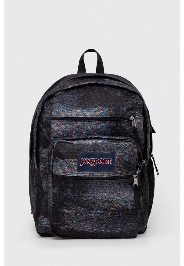 JanSport - Jansport plecak kolor czarny duży wzorzysty. Kolor: czarny. Materiał: włókno, materiał