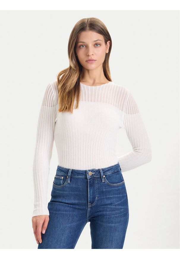 Guess Sweter W5BR62 Z0890 Écru Slim Fit. Materiał: syntetyk