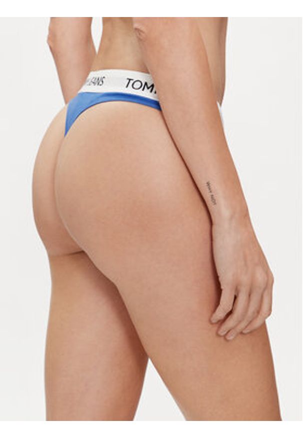 Tommy Jeans Stringi UW0UW04956 Niebieski. Kolor: niebieski. Materiał: bawełna