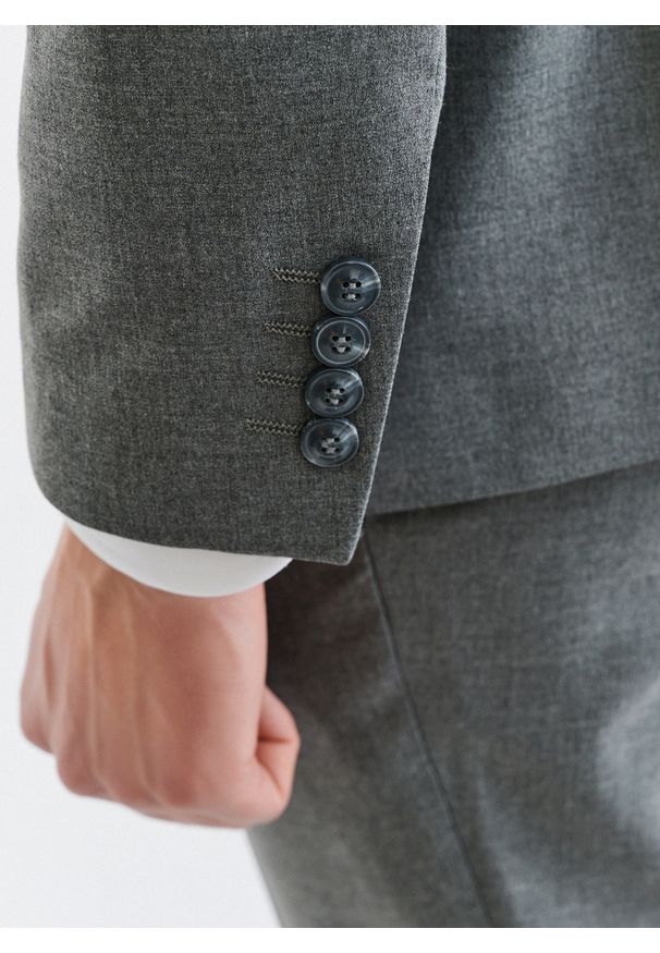 Pako Lorente - PAKO LORENTE – Szara gładka marynarka garniturowa. Kolor: szary. Materiał: tkanina. Wzór: gładki. Styl: klasyczny