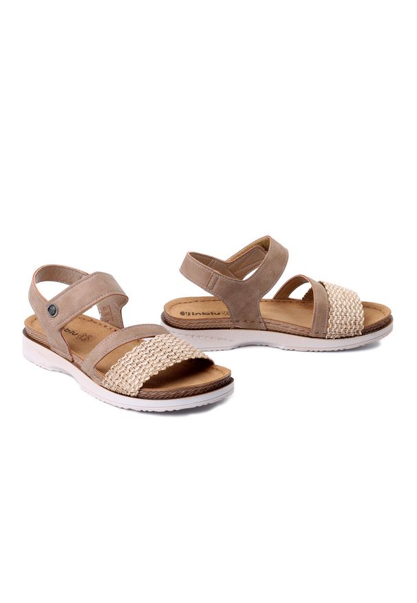 Inblu - INBLU FA-05 012 marrone, sandały damskie. Zapięcie: rzepy. Kolor: brązowy. Materiał: skóra