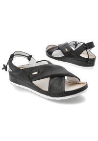 Czarne Sandały Armodo Modne Obuwie Damskie. Zapięcie: pasek. Kolor: czarny. Materiał: skóra. Sezon: lato. Obcas: na obcasie. Styl: elegancki. Wysokość obcasa: średni #4