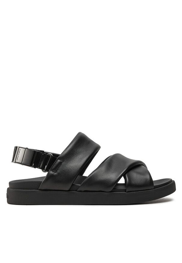 Calvin Klein Sandały Padded Criss Cross Sandal HM0HM01482 Czarny. Kolor: czarny. Materiał: skóra