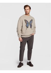 Redefined Rebel Sweter Keaton 212063 Beżowy Relaxed Fit. Kolor: beżowy. Materiał: bawełna