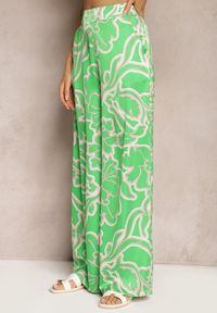Renee - Zielone Spodnie High Waist z Szerokimi Nogawkami Nulea. Stan: podwyższony. Kolor: zielony. Materiał: tkanina. Sezon: lato