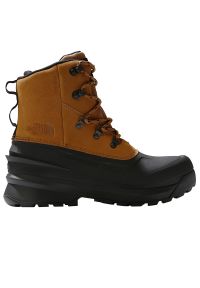 Buty The North Face Chilkat V 0A5LW3YW21 - brązowo-czarne. Wysokość cholewki: przed kolano. Zapięcie: sznurówki. Kolor: brązowy, czarny, wielokolorowy. Materiał: syntetyk, skóra, zamsz, guma, materiał. Szerokość cholewki: normalna. Sezon: zima