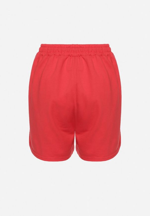 Born2be - Czerwone Szorty Dresowe z Gumką w Talii Marefia. Kolor: czerwony. Materiał: dresówka