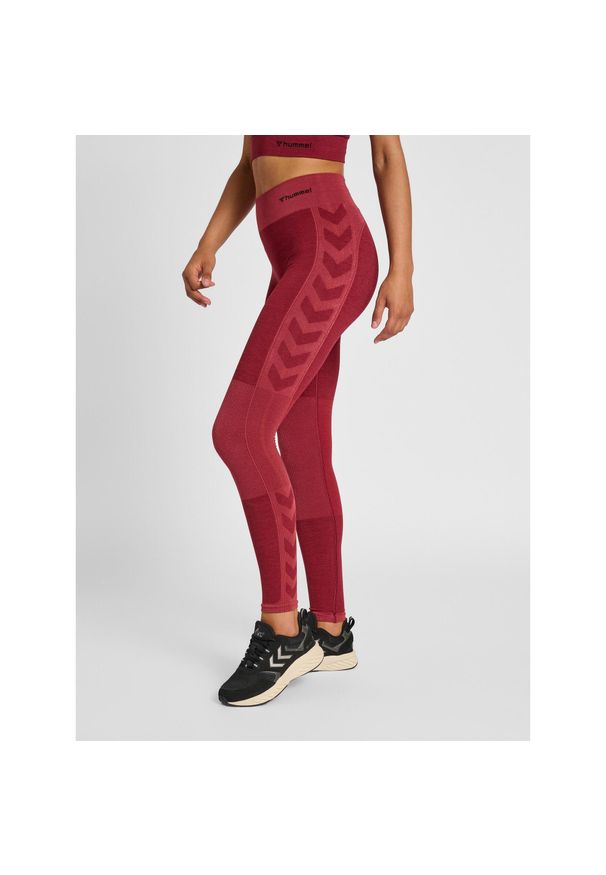 Damskie legginsy mid-rise Hummel Clea. Kolor: czerwony. Materiał: materiał
