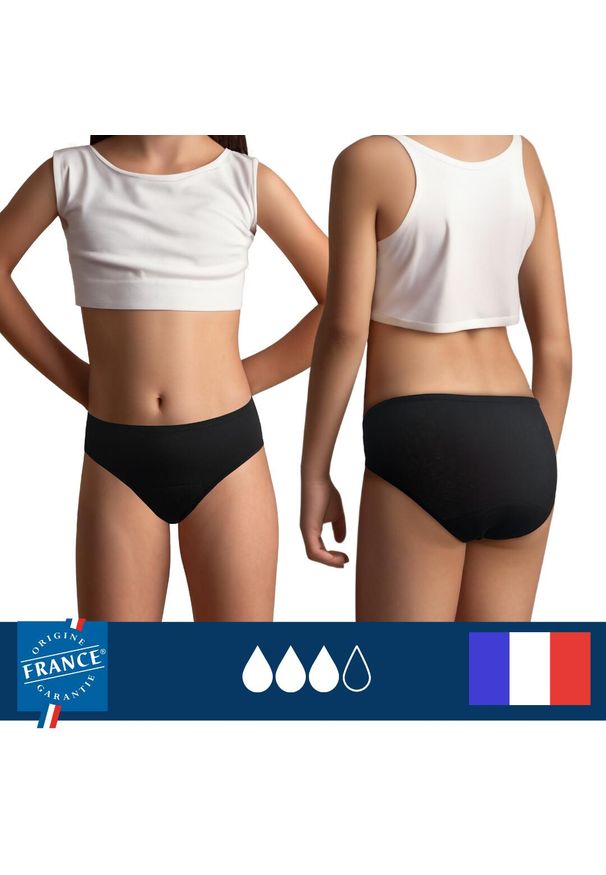 PLIM UNDERWEAR - Majtki Menstruacyjne Nastolatka – duży chłonność. Kolor: czarny