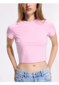 Reserved - Bawełniany t-shirt - różowy. Kolor: różowy. Materiał: bawełna. Długość: krótkie