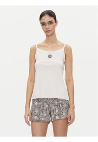 Hugo - HUGO Top Rib_Vest 50540056 Écru Regular Fit. Materiał: bawełna