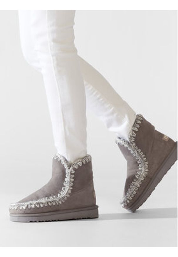 Mou Śniegowce Eskimo 18 FW101001A Szary. Kolor: szary. Materiał: skóra, zamsz