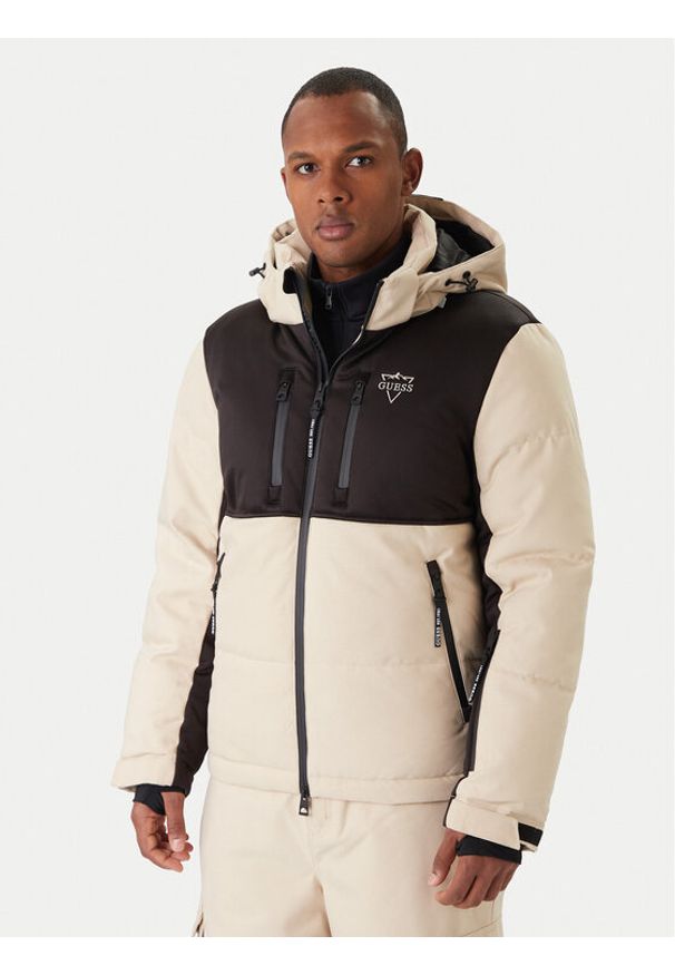 Guess Kurtka narciarska M5BL0N WF182 Beżowy Regular Fit. Kolor: beżowy. Materiał: syntetyk. Sport: narciarstwo