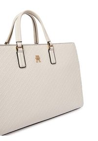 TOMMY HILFIGER - Tommy Hilfiger Torebka Th Daily Satchel Mono AW0AW18418 Écru. Kolor: kremowy. Materiał: skórzane #3
