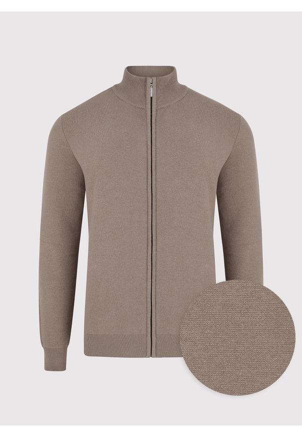 Pako Lorente - PAKO LORENTE – Sweter męski rozpinany w kolorze beżowym. Kolor: beżowy. Materiał: elastan, poliamid, bawełna. Sezon: jesień