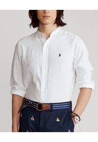Ralph Lauren - RALPH LAUREN - Biała koszula z lnu Slim Fit. Typ kołnierza: polo. Kolor: biały. Materiał: len. Długość rękawa: długi rękaw. Długość: długie #6