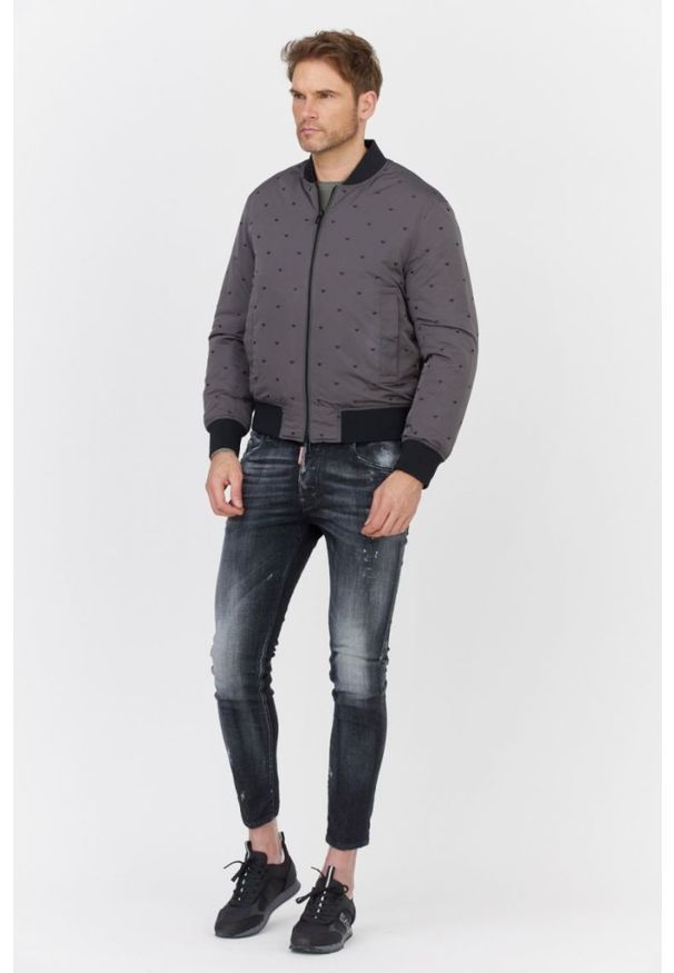 Emporio Armani - EMPORIO ARMANI Dwustronna kurtka męska w logo, Rozmiar 50. Kolor: czarny