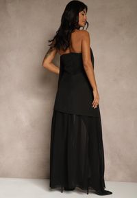 Renee - Czarna Wieczorowa Sukienka Bandeau z Dodatkowym Szalem Meridvia. Okazja: na wesele, na ślub cywilny, na studniówkę, na imprezę. Kolor: czarny. Długość rękawa: na ramiączkach. Styl: wizytowy #5