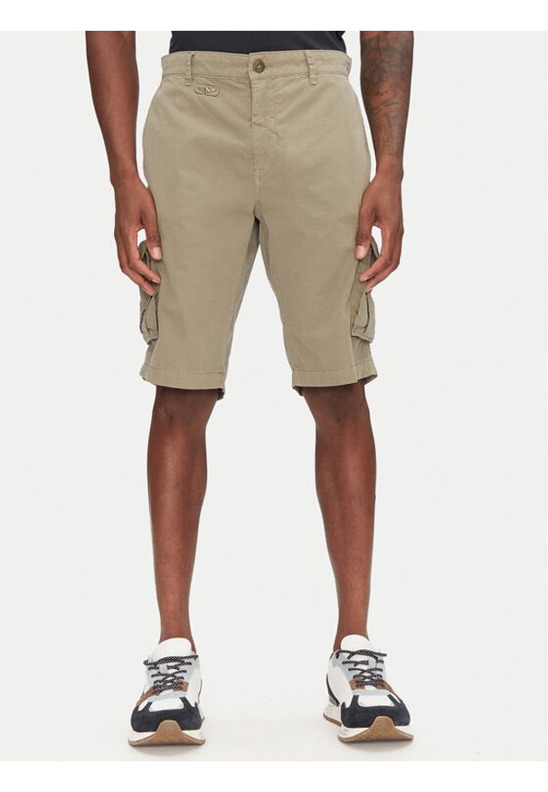 Aeronautica Militare Szorty materiałowe 251BE066CT1122 Khaki Regular Fit. Kolor: brązowy. Materiał: bawełna
