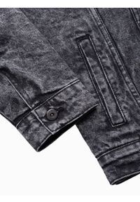 Ombre Clothing - Kurtka męska jeansowa typu sherpa C523 - czarna - XXL. Kolor: czarny. Materiał: jeans. Styl: klasyczny