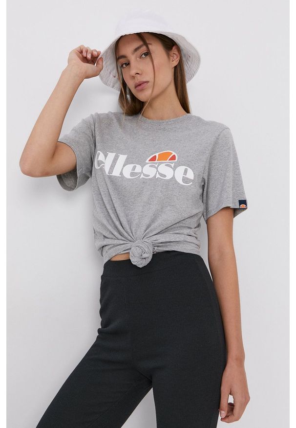 Ellesse - T-shirt. Okazja: na co dzień. Kolor: szary. Wzór: nadruk. Styl: casual