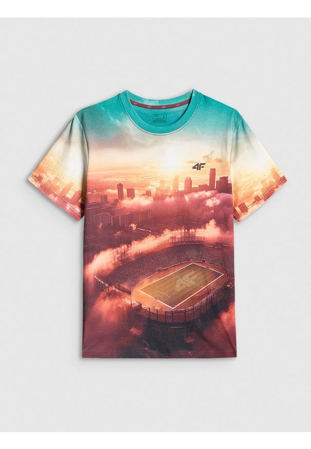 4f - 4F T-shirt regular z nadrukiem męski - multikolor XXL. Okazja: na co dzień. Kolor: wielokolorowy. Materiał: materiał. Wzór: nadruk. Styl: casual