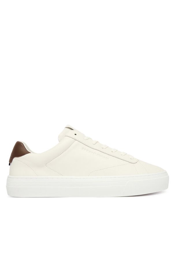 TOMMY HILFIGER - Tommy Hilfiger Sneakersy Premium Dress Cupsole Lth FM0FM05572 Écru. Materiał: skóra