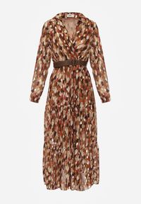 Renee - Brązowa Sukienka Bancroft z Błyszczącym Nadrukiem. Okazja: na co dzień. Kolor: brązowy. Wzór: nadruk. Sezon: wiosna. Styl: casual #4